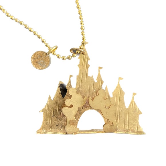 Golden necklace with golden Mickey and Minnie Mouse Castle charm. OS - Picture 4 of 6